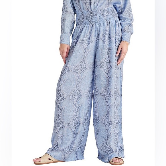 Splendid Large Pants Mackenzie Smocked Waist Wide Leg high rise paisley NWT - Picture 1 of 8